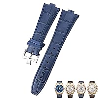 25-8mm Genuine Leather Convex Interface Watch Strap For Vacheron Constantin Overseas Black Blue Brown Bamboo Grain Watch Bands