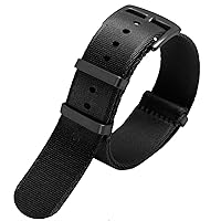 Premium Quality 20mm 22mm Seatbelt Watch Band Nylon Strap for Seiko Mido 007 James Bond Military Striped Replacement Men Watch (Color : A1 Black Clasp, Size : 20mm)