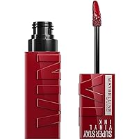 Super Stay Vinyl Ink Longwear No-Budge Liquid Lipcolor Makeup, Highly Pigmented Color and Instant Shine, Lippy, Cranberry Red Lipstick, 0.14 fl oz, 1 Count