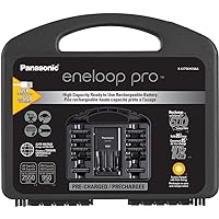 Panasonic K-KJ75KHC66A eneloop pro High Capacity Rechargeable Batteries Power Pack 6AA, 6AAA, Advanced Battery Charger with USB Charging Port and Plastic Storage Case