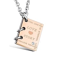 Inspirational Love Story Book Pendant and Necklace Jewelry Stainless Steel