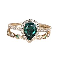 MRENITE 10K 14K 18K Gold Women's Heart Cut Opal Rings Halo Design Engrave Name Size 4 to 12 Anniversary Birthday Jewelry Gifts for Her -1