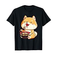 Kawaii Shiba Eating Ramen, Dog Dad Mom, Boy Girl T-Shirt