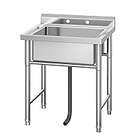 Stainless Steel Sink, Commercial Kitchen Prep & Utility Sink Free Standing Single Bowl for Restaurant Laundry Garage Bar Workshop (1 Compartment, 29