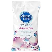 No-Rinse Shampoo Cap by Cleanlife Products (Pack of 12), Shampoo and Condition Hair with No Water or Rinsing - Microwaveable, Latex-Free and Alcohol-Free