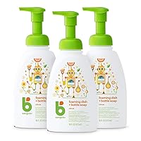 Babyganics Foaming Dish & Bottle Soap, Pump Bottle, Citrus, Plant-Derived Cleaning Power, Removes Dried Milk, 16 Fl Oz (Pack of 3), Packaging May Vary