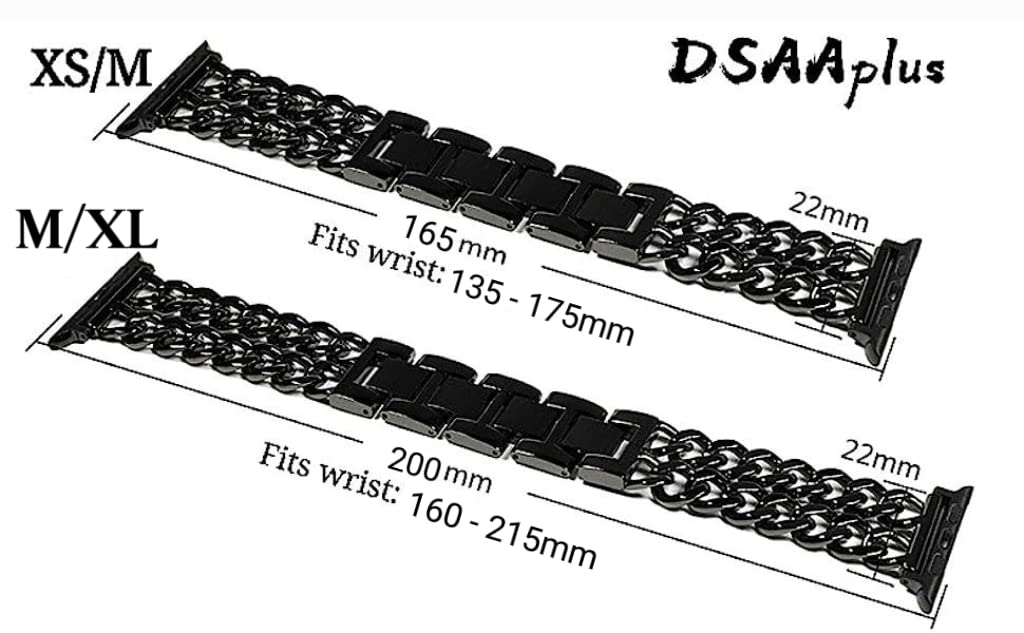 DSAAplus Compatible With Apple Watch Band 38mm 40mm 41mm 42mm 44mm 45mm Ultra 49mm Stainless Steel Metal Cowboy Chain Style Replacement iWatch Series87654321 Ultra SE2 SE Strap Wristband XS~XL