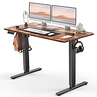 Standing Desk, Adjustable Height Electric Sit Stand Up Down Computer Table, 48x24 Inch Ergonomic Rising Desks for Work Office Home, Modern Gaming Desktop Workstation, Rust Brown