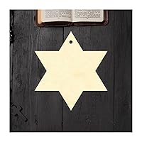Unfinished Wood Stars Shape Wood Cutouts DIY Craft for Kids, Christianity Wooden Ornaments to Paint for Porch Decoration Holiday Party Supplies, 3PCS