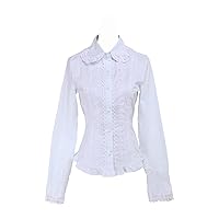 Antaina White Cotton Ruffle Lace Classical Simple Victorian Lolita Shirt Blouse