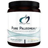 Designs for Health PaleoMeal - Bone Broth Protein Powder with 17g Protein, Meal Replacement Shake Dietary Supplement with Active Folate + Chelated Minerals, Vanilla (15 Servings / 480g)
