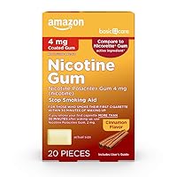 Amazon Basic Care Nicotine Polacrilex Gum Cinnamon Flavor 4 mg, 20 Count