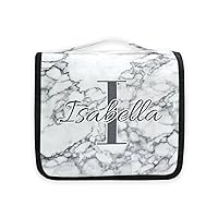 White Marble Custom Hanging Toiletry Bag Personalized Makeup Cosmetic Bag Travel Toiletry Organizer Large Capacity Cosmetic Case for Toiletries Shaving Brush Storage