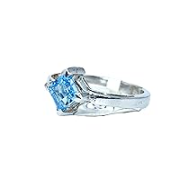 Statement Stacking Rings for woman girls blue topaz 6x6 mm