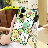 Lulumi-Phone Case for VIVO T1 4G 44W/IQOO Z6 44W, Back Cover Shockproof Kickstand Wristband Soft case Cartoon Anti-dust Dirt-Resistant Wrist Strap Protective Waterproof Lanyard