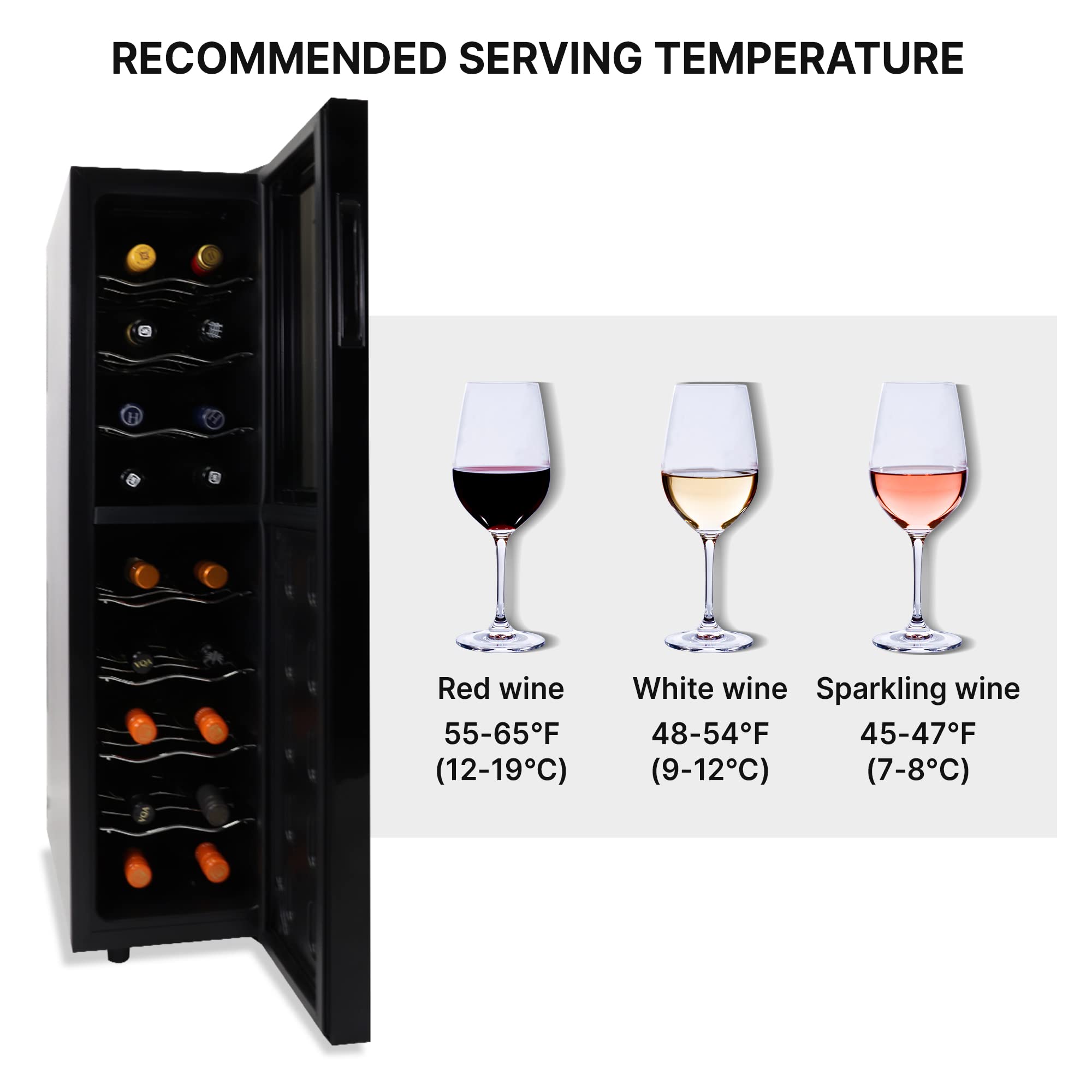 Koolatron Urban Series 18 Bottle Slim Dual Zone Wine Cooler, Thermoelectric Wine Fridge, Freestanding Wine Refrigerator for Home Bar, Kitchen, Apartment, Condo, Cottage
