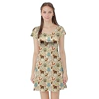 CowCow Womens Colorful Woodland Animals Stretchy Short Sleeve Skater Dress