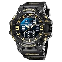 Men Watch Sport Waterproof LED Light Alarm Clock Dual Time Display Week Auto Date Wristwatches 8049 Quartz Watches