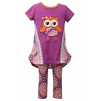 Bonnie Jean Purple Owl Tunic and Legging 2 Pc Pants Set, Baby Girl
