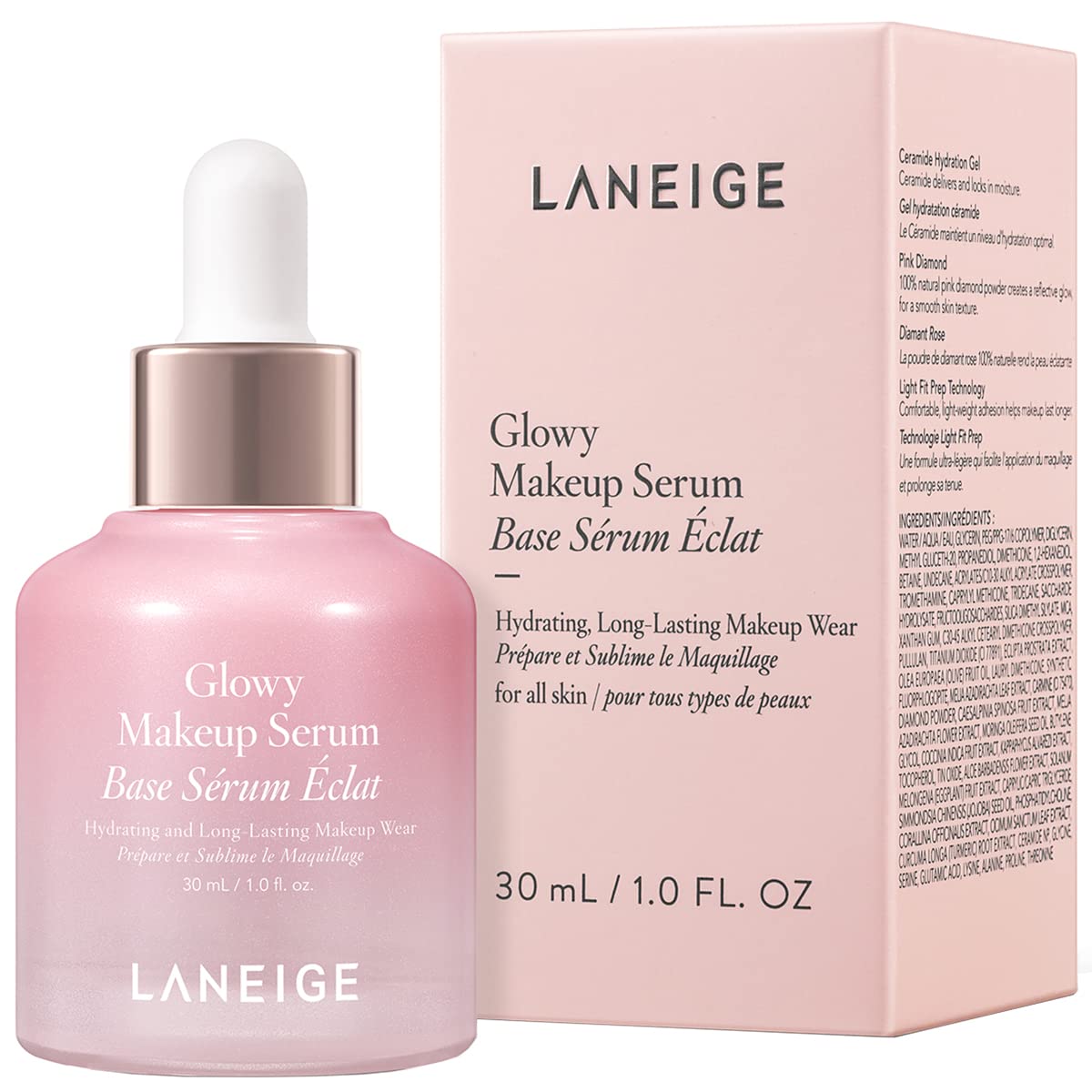LANEIGE Glowy Makeup Serum: Hydrate, Extend Makeup, Visibly Smooth and Glowy Skin, 1.0 fl. oz.