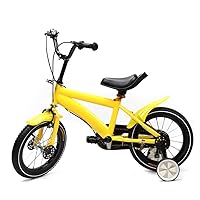 Kids Bike for Ages 3-6 Years Old Boys Girls, 14 Inch Kid's Bikes with Training Wheels, High Carbon Steel Kids Bike Height Adjustable Kids Bike with Fenders Adjustable (Yellow)