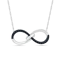 DGOLD Sterling Silver Round Black and White Diamond Infinity Necklace for Women (1/10 cttw)