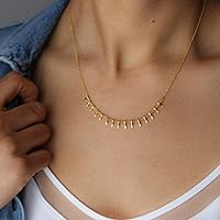 TseenYi Tiny Fringe Pendant Necklace Gold Dangle Necklace Choker Vintage Tiny Tassel Necklace Neck Chain Jewelry for Women and Girls