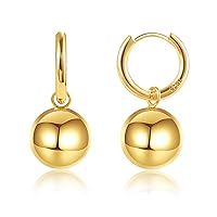 BOUTIQUELOVIN 14K Gold Chain Bracelets Set and 925 Sterling Silver Ball Drop Dangle Earrings for Women Girls Fashion Jewelry Gifts