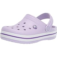 Crocs Kids' Crocband Clog , Lavender/Neon Purple, 8 Toddler