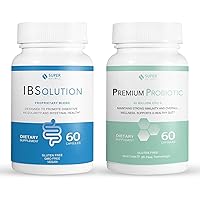 IBSolution Gut Health Bundle - All Natural Gut Health Support & Premium Probiotics w/ 40 Billion CFU for Support of Irregular Bowels, Bloating, Constipation, Gas, Abdominal Pain - 2 Pack (120 Caps)