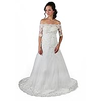 Women's Beaded lace White Wedding Dress