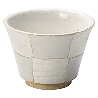 Japanese Pottery Open Ginsai Checkerboard White Glazed Delicacy Bowl (3.4 x 6.3 inches / 160 cc) For Restaurants, Ryokans, Japanese Tableware, Restaurants, Commercial Use