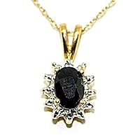 Rylos Necklaces For Women 14K Yellow Gold - September Birthstone Pendant Necklace Sapphire 6X4MM Color Stone Gemstone Jewelry For Women Gold Necklace