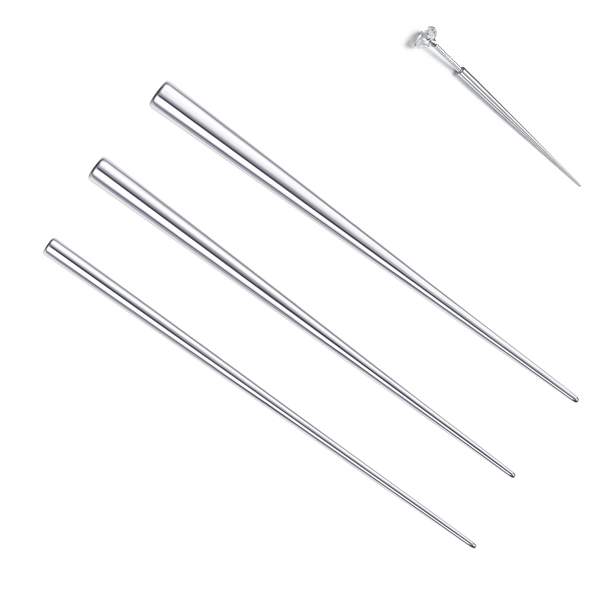 BESTEEL 3 Pcs 316L Surgical Steel Piercing Taper Insertion Pins, Pop Taper Piercings Kit for Ear/Nose/Lip/Eyebrow/Belly/Nipple/Tongue Piercing Changing Tool Stretcher, Body Piercing Kit Assistant Tool 14G 16G 18G External/Threadless/Internal Thread Bar