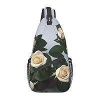 White Flowers Cross Chest Bag Diagonally Multi Purpose Cross Body Bag Travel Hiking Backpack Men And Women One Size