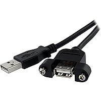 StarTech.com 3 ft Panel Mount USB Cable A to A F/M - Panel Mount USB Extension USB A-Female to A-Male Adapter Cable 3ft - USB-A (F) Port (USBPNLAFAM3)