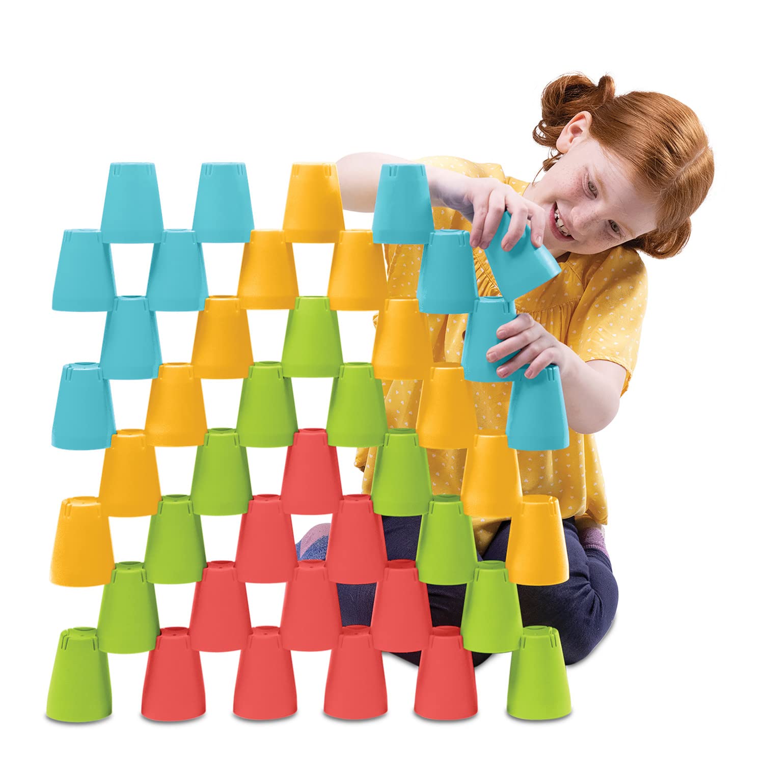 MindWare CupStruction – Interlocking Building & Stacking Toy for Kids Ages 3 & Up – Boosts Fine Motor Skills and Hand-Eye Coordination