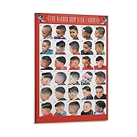 Barber Haircut Poster, Barber Haircut Guide Poster Hair Decoration Wall Art Poster Canvas Art Poster and Wall Art Picture Print Modern Family Bedroom Decor 16x24inch(40x60cm) Frame-Style