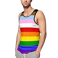 LGBT Rainbow Transgender Pride Flag Men's Sleeveless Vest Fashion Print Tank Tops Shirt For Casual Gym Workout