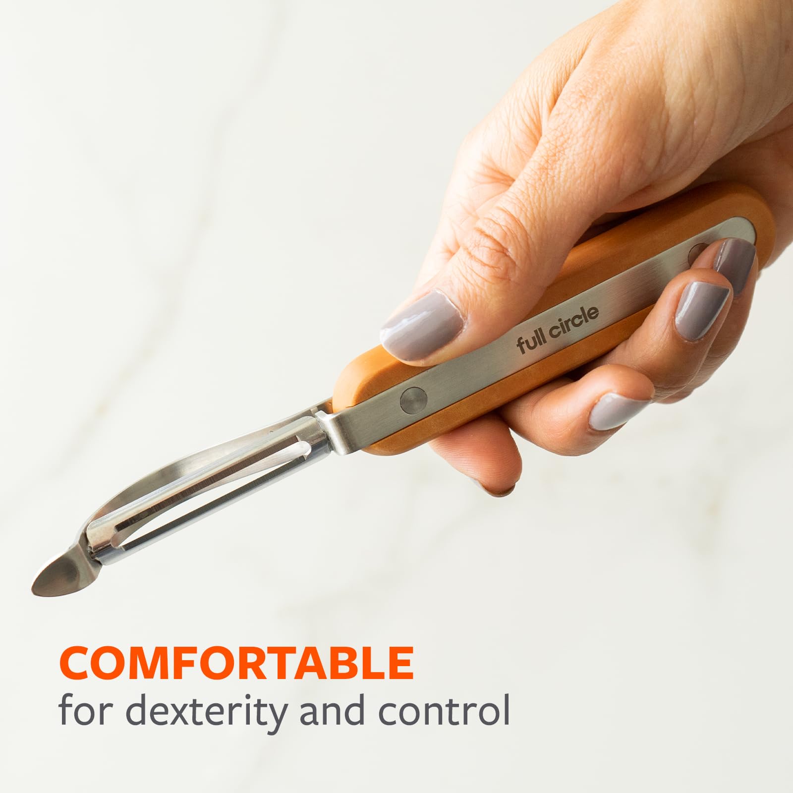 Full Circle Peel Out, Smooth Glide Straight Fruit and Vegetable Peeler: Stainless Steel, Sharp, Precise, and Eco-Friendly. Dishwasher Safe.