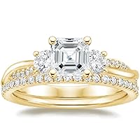 Petite Twisted Vine Moissanite Diamond Ring Set, 2.0 Carat Asscher Moissanite Engagement Ring Set, Wedding Ring Set, Bridal Ring, Promise/Anniversary Rings for Wife