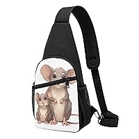 Sling Bag Crossbody for Women Fanny Pack Two Rats Chest Bag Daypack for Hiking Travel Waist Bag