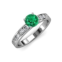 Emerald & Natural Diamond (SI2-I1, G-H) Engagement Ring 1.72 ctw 14K White Gold