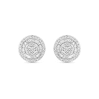 Amazon Essentials Sterling Silver Diamond Round Stud Earrings (1/2 cttw) (previously Amazon Collection)