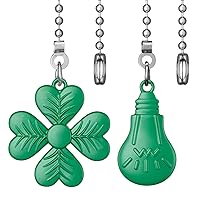 EIFHYT Ceiling Fan Pull Chain Four-Leaf Clover Shape 2 pcs 3mm Diameter Beaded Ball Fan Pull Chain 12 Inches Fan Pulls Set with Connector (1Set Green)