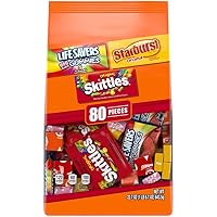 SKITTLES, STARBURST & LIFE SAVERS Fun Size Variety Pack Summer Chewy Candy Assortment, 22.7 oz, 80 Piece Bulk Candy Bag