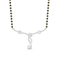0.36 Cts Round Simulated Diamond Morvyn Mangalsutra Necklace 14K Yellow Gold Fn