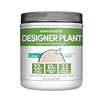 Designer Wellness, Designer Plant Meal Replacement, Pea Protein and Organic Sprouted Rice Protein Powder with Vitamins, Minerals, Healthy Fats, and Antioxidants, Madagascar Vanilla, 1.32 Pounds