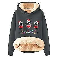 Women Oversized Hooded Sweatshirts Winter Fleece Warm Cozy Hoodie Fashion Sherpa Lined Pullovers Christmas Outfit
