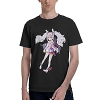 Manga Azur Anime Lane Laffey Shirt Crew Neck Fashionable Short Sleeve Summer Cotton Man's Tshirt Black
